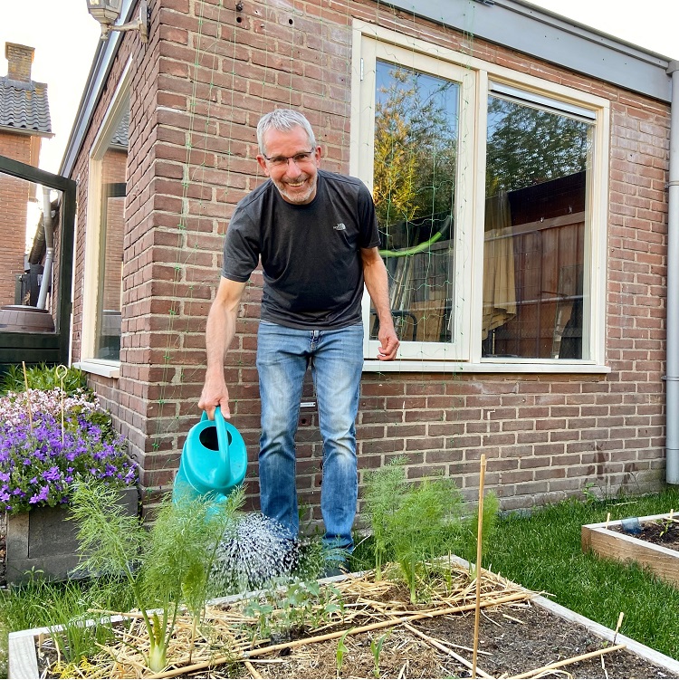 Verhaal Gert-Jan regenton regenwater moestuin Gert Jan duurzaam Nijkerk groene tuin klimaatadaptatie