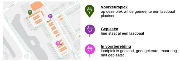 Voorbeeld kaart nieuwe plekken laadplekken invullen